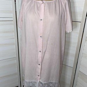 Vtg Anne Leslie Cotton Blend Lace Trimmed  Sleepwear Nightgown Robe Large